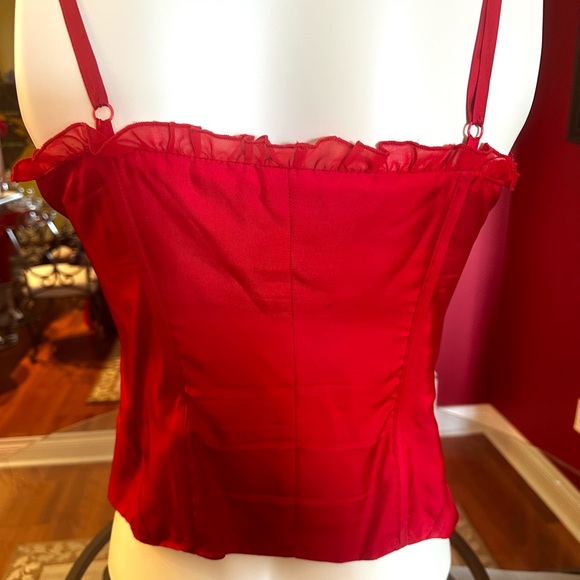 BEBE 100% SILK RED BUSTIER - Picture 3 of 6